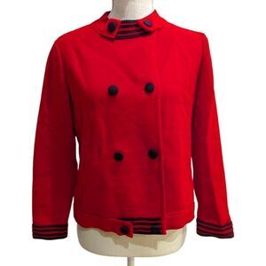 VTG GiBi Roma Italy Women's Size 10 Red 100% Wool Knitted Double-Breasted Jacket